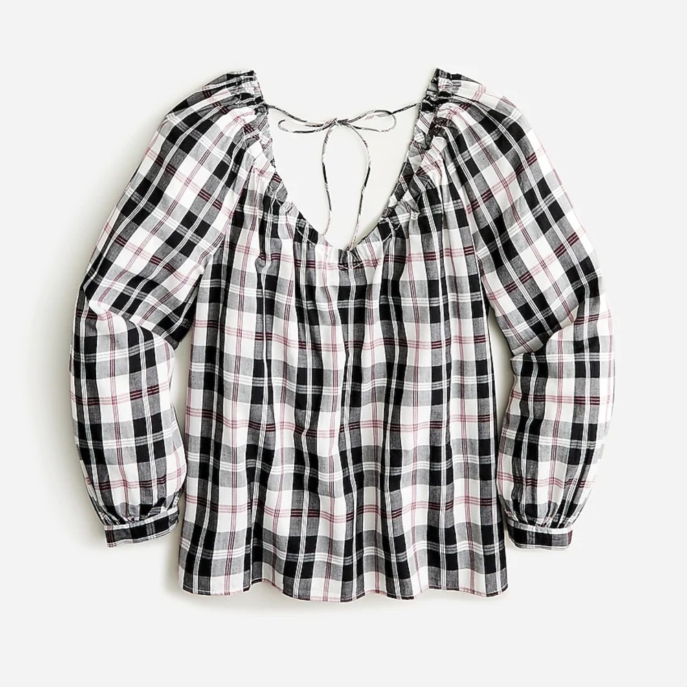 J. Crew V Neck Top In Friday Plaid